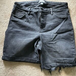 Ava & Viv Black Jean Shorts with Distressed Hem
